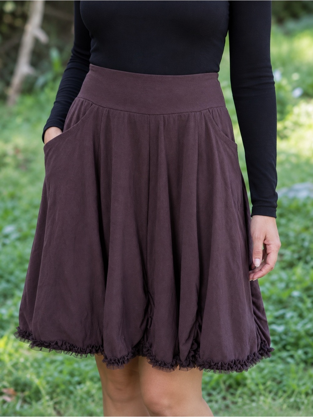 Effie’s Heart Purple Pima Cotton Pocket Skirt Size Medium